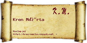 Kren Márta névjegykártya